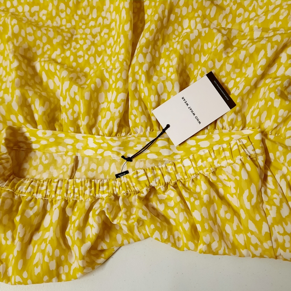 Who What Wear Citrus Leopard Print Skirt Women's Size Large Yellow Tiered - Picture 10 of 10